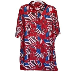 Uideazone Performance Polo American Flag 4th Of July Shirt Size XL